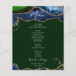 Budget Blauwgroene Agate Trouwmenu Flyer