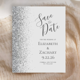 Budget Bleekgrijze Zilveren Glitter Save the Date