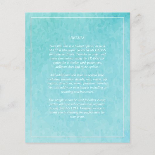 Budget BLIZZARD BLUE Waterverf Beach Weddenschap (Achterkant)