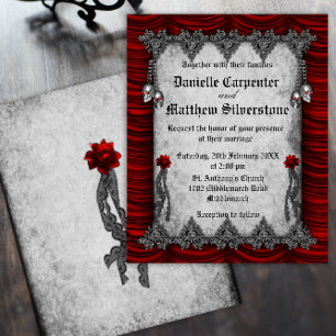 Budget Bloed Rozen en Red Silk bruiloft uitnodigin Flyer