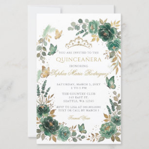 Budget Bloem Butterfly Smaragd Goud Quinceañera