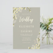 Budget Bloem Crème Beige Trouw Uitnodiging (Staand voorkant)