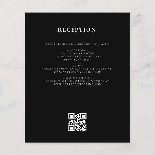 Budget Bloem Crest Monogram Huwelijk QR Code Flyer (Achterkant)