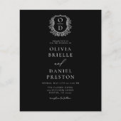 Budget Bloem Crest Monogram Huwelijk QR Code Flyer (Voorkant)