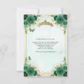 Budget Bloem Emerald Groen Glam Goud Quinceañera Notitiekaartje (Achterkant)