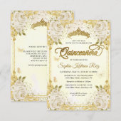 Budget Bloem Faux Gouden Glitter Kroon Quinceañera Notitiekaartje (Voorkant / Achterkant)