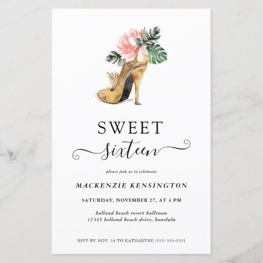 Budget Bloem Gouden Hakken Zoete 16 Verjaardag (Voorkant)