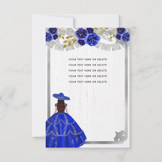 Budget Bloem Koninklijk Blauw Zilver Charra Quince Notitiekaartje (Achterkant)