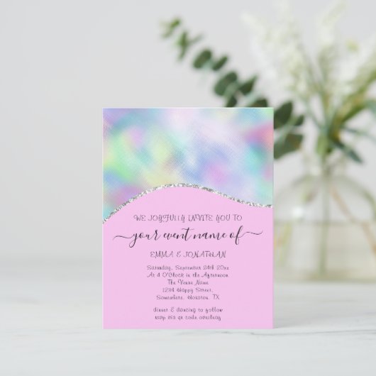 Budget Bloem QR Code Roze Holografische Golven (Staand voorkant)