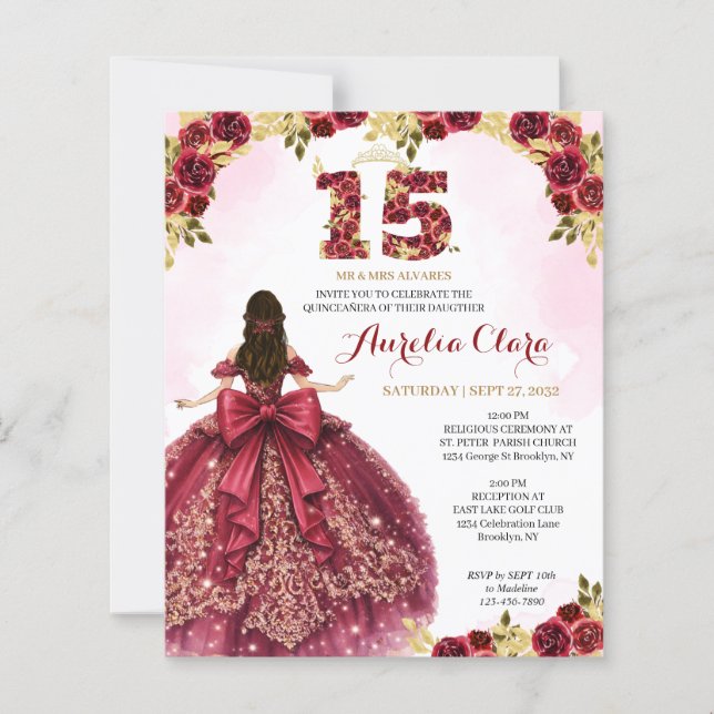 BUDGET Bloem Rode Prinses Coquette Quinceanera (Voorkant)