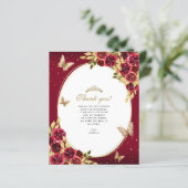 BUDGET Bloem Rood Goud Vlinder Foto Quinceañera (Staand voorkant)