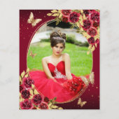 BUDGET Bloem Rood Goud Vlinder Foto Quinceañera (Achterkant)