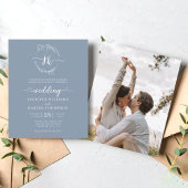 BUDGET Bloem Stof Blauw Monogram Foto Bruiloft 