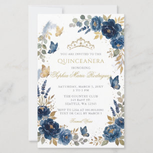 Budget Bloem Vlinder Navy Goud Quinceañera