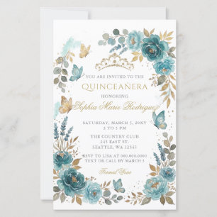 Budget Bloem Vlinder Turkoois Goud Quinceañera