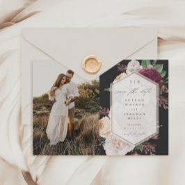Budget Bloemachtige Trouwfoto Save the Date