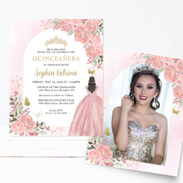 Budget bloemblush roze goud foto Quinceañera (Creator heeft geüpload)
