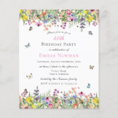 Budget Bloemen 40e Verjaardag Feest Uitnodiging (Voorkant)