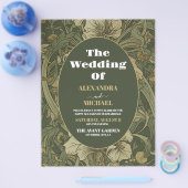 Budget  Bloemen Art Nouveau Bruiloft Flyer (Enkel)