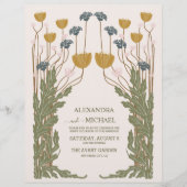 Budget Bloemen Art Nouveau Bruiloft Flyer (Voorkant)