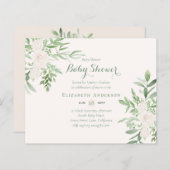 BUDGET Bloemen Baby Shower Uitnodiging Modern Sjab (Voorkant / Achterkant)