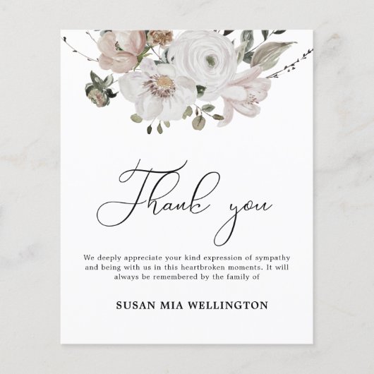 Budget Bloemen Begrafenis Dank u kaart (Voorkant)