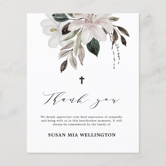 Budget Bloemen Begrafenis Dank u Memorial Kaart (Voorkant)