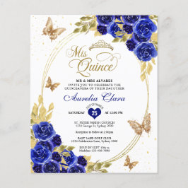 BUDGET Bloemen Blauw Gouden Vlinder Quinceanera