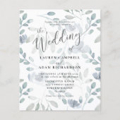Budget bloemen blauwe eucalyptus trouw uitnodiging (Voorkant)