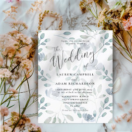 Budget bloemen blauwe eucalyptus trouw uitnodiging