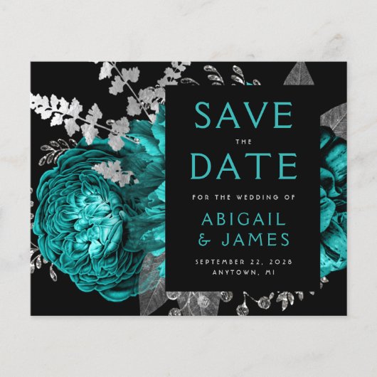 Budget Bloemen Blauwgroen Blauw Zilver Save the Da (Voorkant)