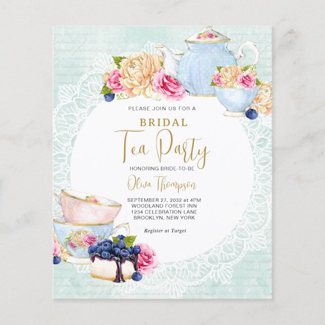 BUDGET Bloemen Blueberry Theepot Bridal Tea Party (Voorkant)