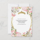 Budget Bloemen Blush Goud Tiara Quinceañera Invite Notitiekaartje (Achterkant)