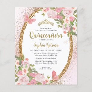 Budget Bloemen Blush Pink Gold Tiara Quinceañera Flyer