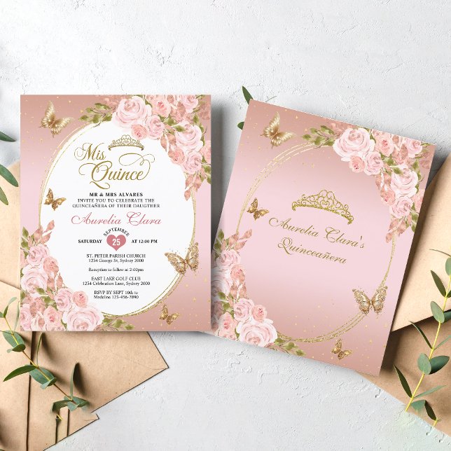BUDGET Bloemen Blush Roze Gouden Vlinder Mis Quinc (Creator heeft geüpload)