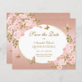BUDGET Bloemen Blush Roze Gouden Vlinder Mis Quinc (Voorkant / Achterkant)