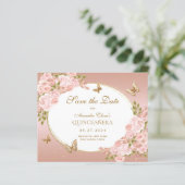 BUDGET Bloemen Blush Roze Gouden Vlinder Mis Quinc (Staand voorkant)