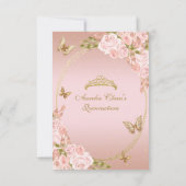 BUDGET Bloemen Blush Roze Gouden Vlinder Mis Quinc Notitiekaartje (Achterkant)