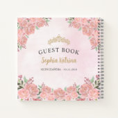 Budget Bloemen Blush Roze Quinceanera Gastenboek Notitieboek (Achterkant)