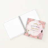 Budget Bloemen Blush Roze Quinceanera Gastenboek Notitieboek (Binnen)