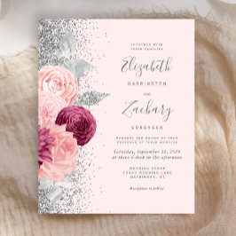 Budget Bloemen Blush Roze Zilver Glitter Huwelijk
