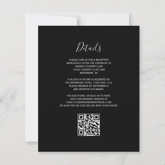 Budget Bloemen Blush Zilver Zwart QR Code Trouwen (Achterkant)