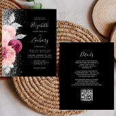 Budget Bloemen Blush Zilver Zwart QR Code Trouwen