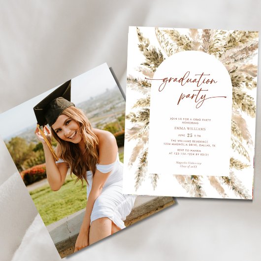 Budget Bloemen Boho Pampas Graduation Party Flyer