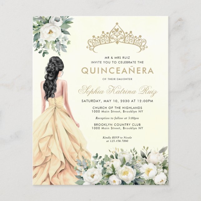 Budget Bloemen Botanisch Goud Prinses Quinceañera (Voorkant)