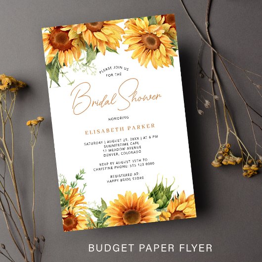 Budget bloemen botanische bruids douche uitnodigin flyer