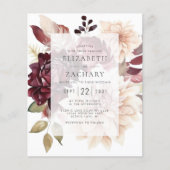 Budget Bloemen Bourgogne Crème Herfst Bruiloftsuit (Voorkant)