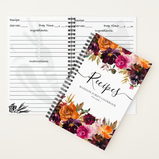 Budget Bloemen Bourgogne Geel Paarse Roze Recept Notitieboek (Binnen)