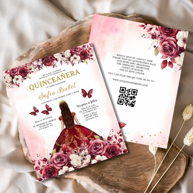 Budget Bloemen Bourgogne QR Code Quinceanera (Creator heeft geüpload)