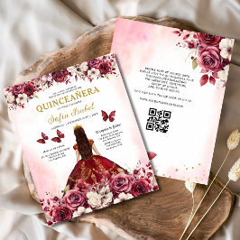 Budget Bloemen Bourgogne QR Code Quinceanera Flyer